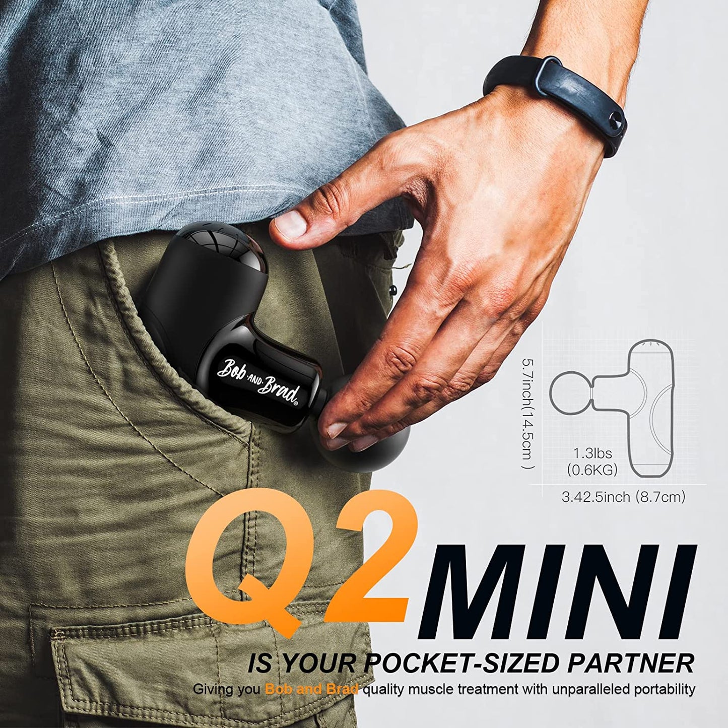 Massagepistole von Bob and Brad Q2 Mini , Tiefenmassagepistole im Taschenformat
