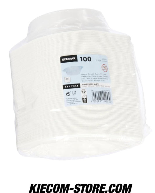 Suppenschalen PP rund 500ml Ø 15,6 cm · 4,5 cm weiss mit Anfasser
